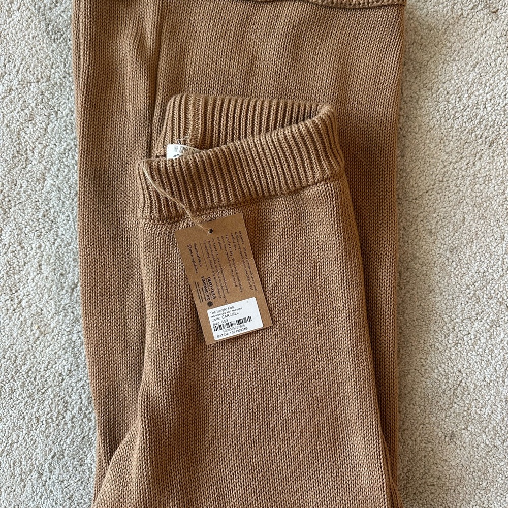 Tan Casual Ribbed Knit Bottoms